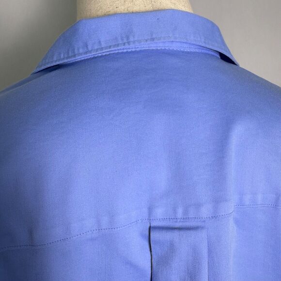 Chico's No Iron Chic Stretch Sz 3 (16) Blue Collared Tunic Large Pearl Buttons - Picture 6 of 12